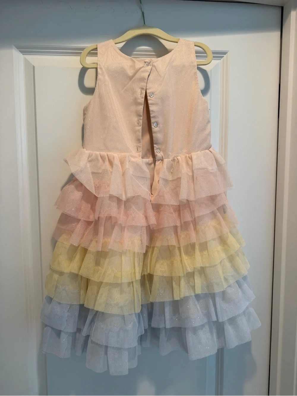 H&M Girls Pastel Ruffle Layered Party Dress - Pink, Yellow, Light Blue